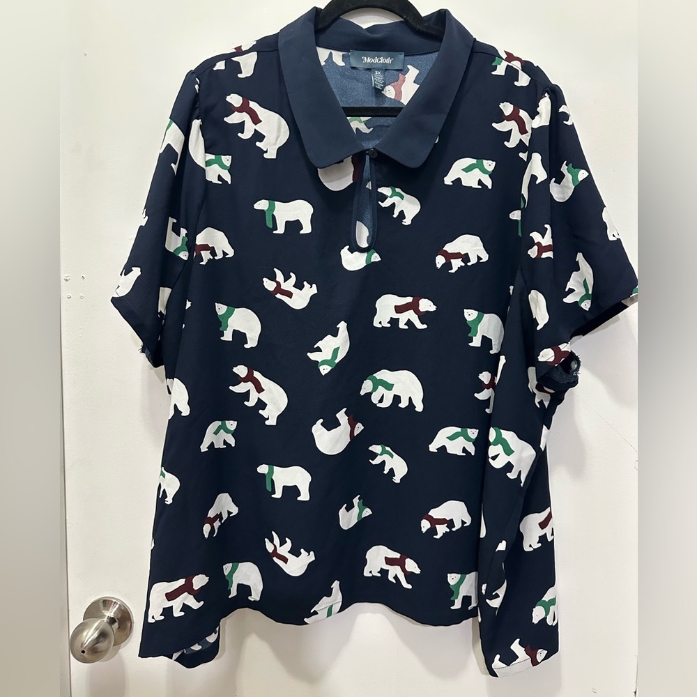 Modcloth Polar Bear Navy and White Top Sz 3X - Picture 1 of 5